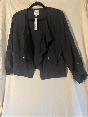 NIC+ZOE Black Draped Open-Front Blazer